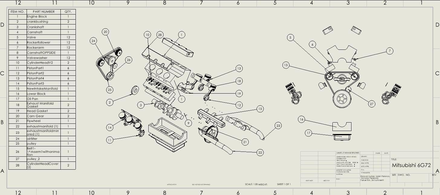 Full exploded view + bill of materials